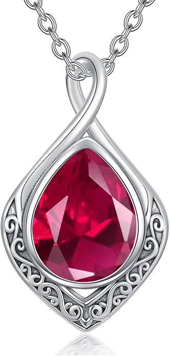 PELOVNY Celtic Knot Necklaces for Women 925 Sterling Silver Gemstone/Birthstone Teardrop Infinity Necklace Irish Celtic Pendant Jewelry Gifts for Mom Daughter Wife