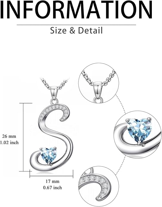 Birthday Gifts for Women Alphabet A to Z Initial Birthstone Pendant Necklaces for Women - 18k White Gold Plated Personalized Name Jewelry Anniversary Graduation Gifts for Wife Her Daughter Girlfriend(with Gift Box)
