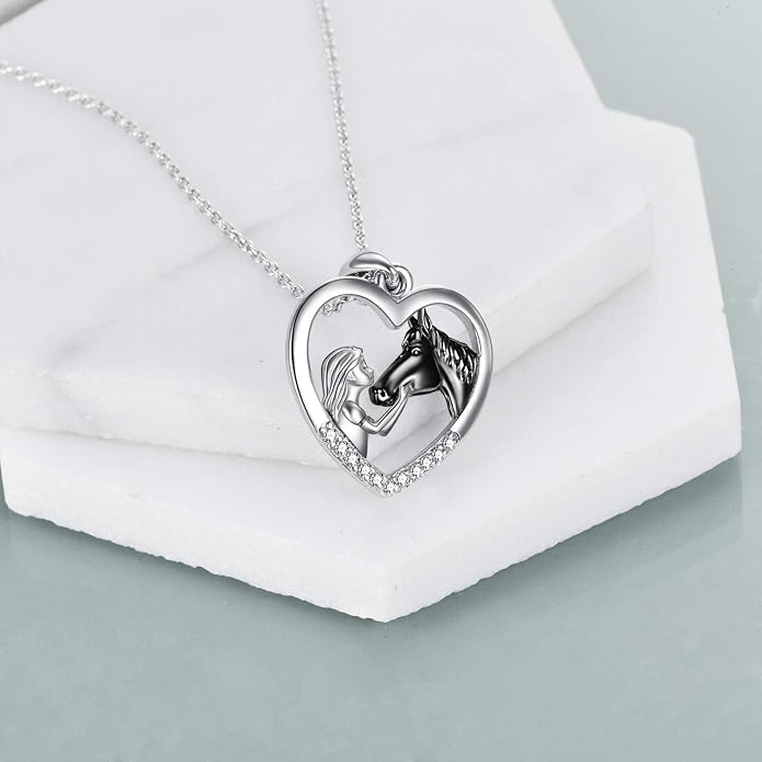 YFN Horse Pendant Necklace Sterling Silver Women with Horse Gift for Women