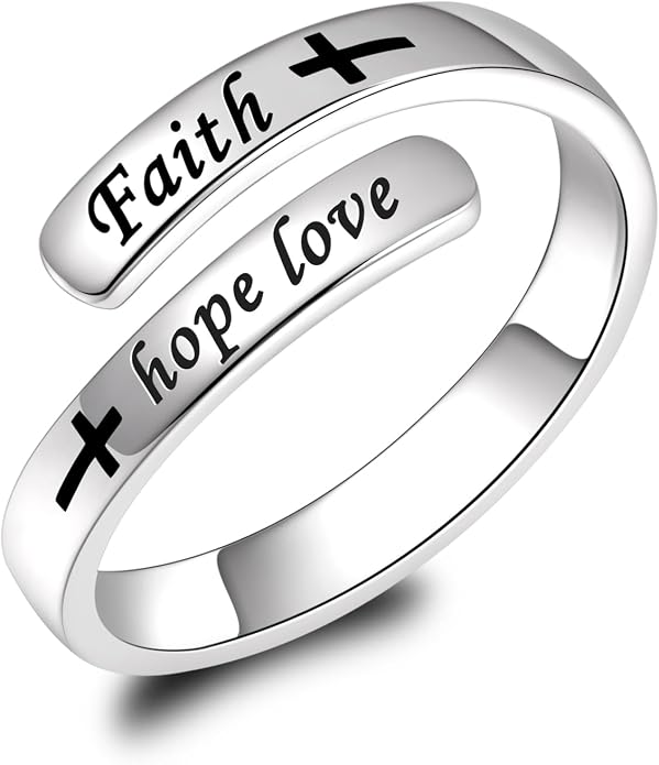 BEILIN 925 Sterling Silver Inspirational Jewelry Rings Adjustable Ring Personality Encouragement Gift for Teens Women