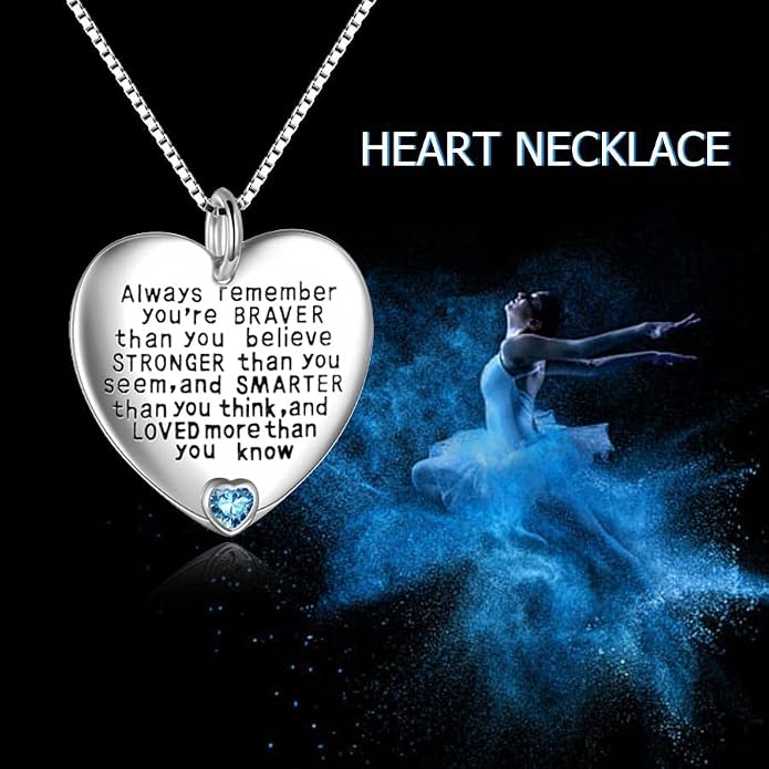 YFN Sterling Silver Always Remember You are Braver Than You Believe Jewelry Pendant Necklace Inspirational Gifts