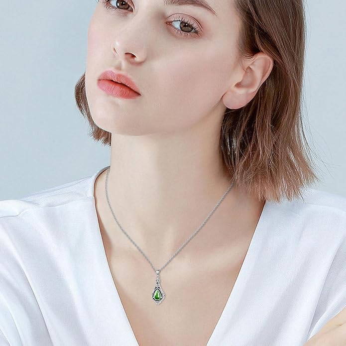 Seiyang Urn Necklace for Ashes 925 Sterling Silver with Birthstone Cremation Jewelry Keepsake Ashes Pendant Necklace Memorial Jewelry for Women Loved One