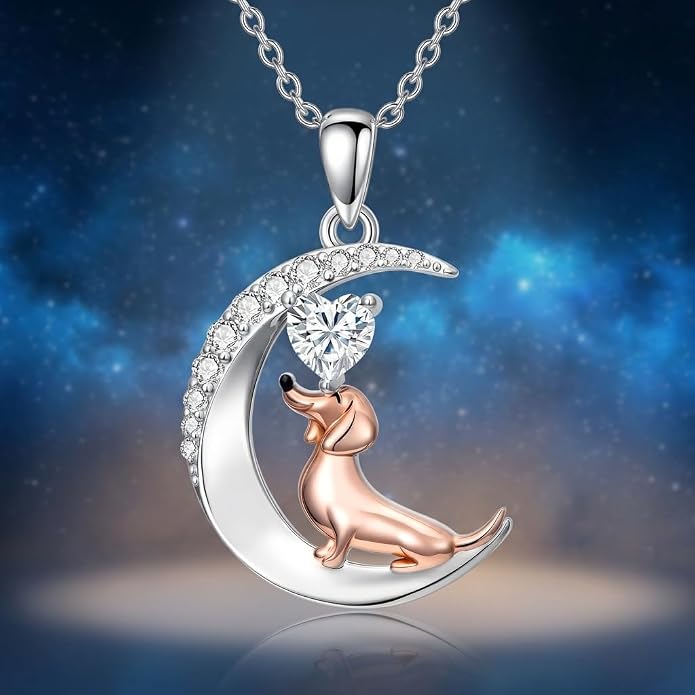 PROESS Animal Birthstone Necklace 925 Sterling Silver Otter/Axolotl/Hippo/Elephant/Dachshund/Monkey/Red Panda Pendant Necklace Animal Birthstone Jewelry Gifts for Women