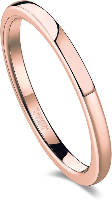 TRUMIUM 2mm 4mm 6mm 8mm Tungsten Wedding Band Ring for Men Women Silver/Rose Gold Plated/Rainbow/Gold Plated Domed High Polish Engagement Promise Rings Comfort Fit 4-15