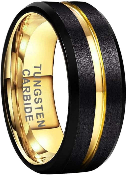 TUTISS 6mm 8mm Silver/Black/Blue/Gunmetal/Gold/Rose Gold Tungsten Rings for Men Women Fashion Engagement Wedding Bands Matte Finish Beveled Edges Comfort Fit