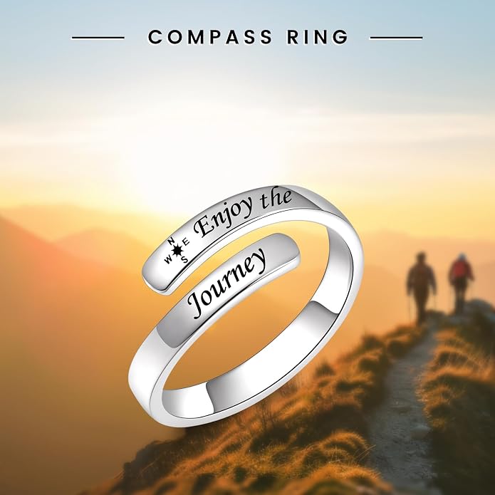 BEILIN 925 Sterling Silver Inspirational Jewelry Rings Adjustable Ring Personality Encouragement Gift for Teens Women