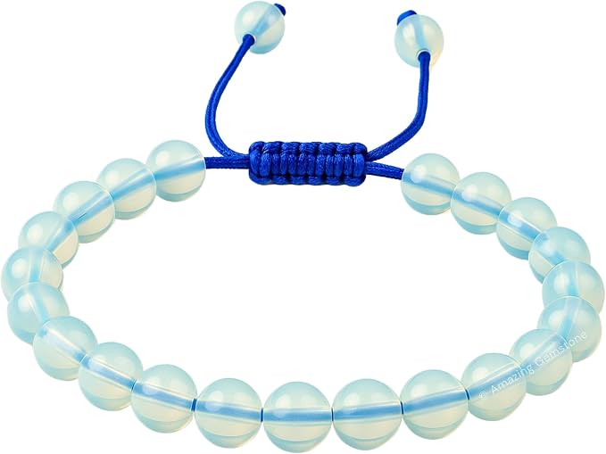 Amazing Gemstone Opalite Bracelet for Women Men's Gifts - Protection Healing Crystal Bracelet - 8mm Gemstones Beaded Adjustable Bracelet Pulseras para Hombres Mujer Stocking Stuffers