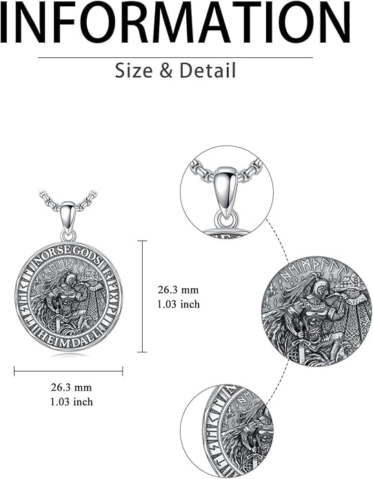 Viking Necklace for Men Women 925 Sterling Silver Norse Jewelry Fathers Mothers Day Anniversary Birthday Gifts for Mom Dad Husband Brother (with Gift Box)