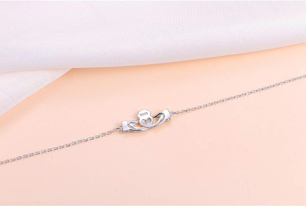 FLYOW S925 Sterling Silver Anklet for Women Summer Boho Beach Charm Adjustable Foot Ankle Bracelet Jewelry Birthday Gift