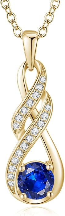 Birthstone Necklaces for Women 925 Sterling Silver Infinity Pendant Created Gemstone Jewelry for Her, 16"+2"