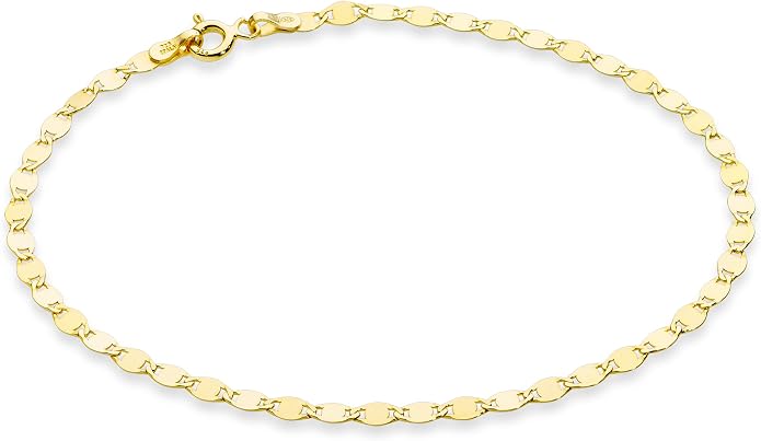 Miabella Italian 925 Sterling Silver or 18K Gold Plated 925 Sterling Silver Sparkle Mirror Link Chain Bracelet for Women, Made in Italy