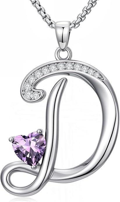 Birthday Gifts for Women Alphabet A to Z Initial Birthstone Pendant Necklaces for Women - 18k White Gold Plated Personalized Name Jewelry Anniversary Graduation Gifts for Wife Her Daughter Girlfriend(with Gift Box)