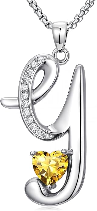 Birthday Gifts for Women Alphabet A to Z Initial Birthstone Pendant Necklaces for Women - 18k White Gold Plated Personalized Name Jewelry Anniversary Graduation Gifts for Wife Her Daughter Girlfriend(with Gift Box)