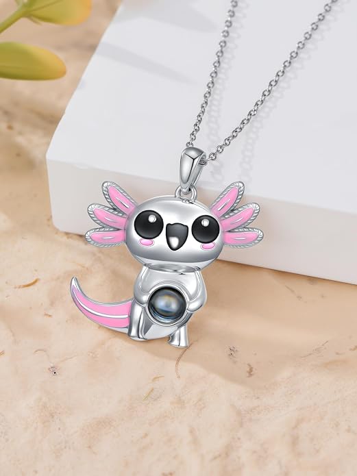 Dorunmo Axolotl Necklace 925 Sterling Silver Axolotl Birthstone Pendant Cute Animal Axolotl Jewelry Gifts for Women