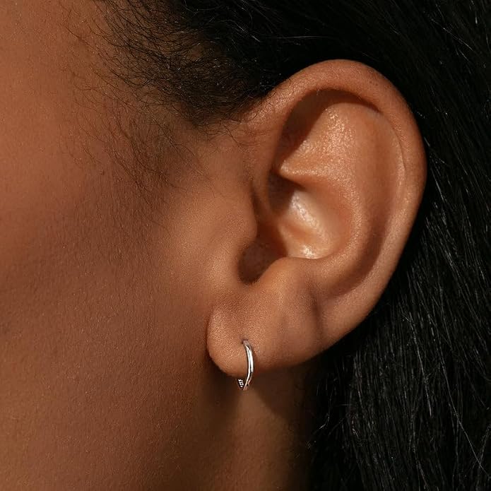 Carffordo 925 Sterling Silver Hoop Earrings - Small Huggie Earrings for Women, Hypoallergenic Trendy Cartilage Silver Earrings, Lightweight Jewelry