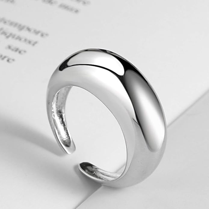 YBMYCM 3-10Pcs Dome Rings Set Chunky Gold Ring for Women Men 14k Gold Plated Thick Adjustable Statement Ring Gold/Silver