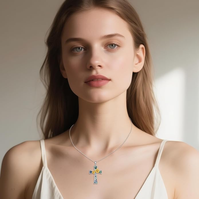 Cross Necklace 925 Sterling Silver Cross Faith Pendant Christian Jewelry Gifts for Women Men