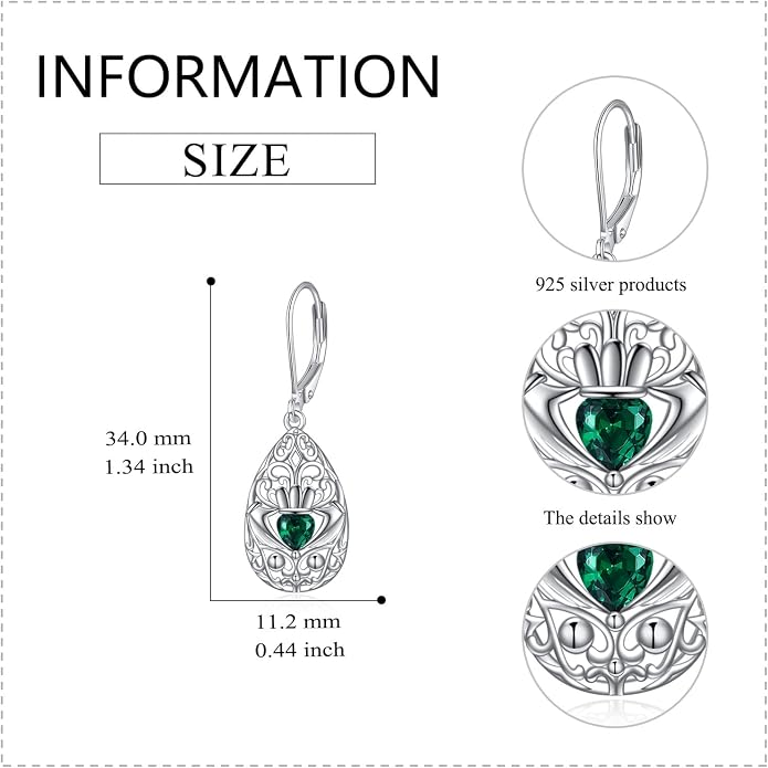 VONALA Filigree Teardrop Earrings for Women Sterling Silver Filigree Teardrop Dangle Earrings Filigree Leverback Earrings for Women Birthday Gift