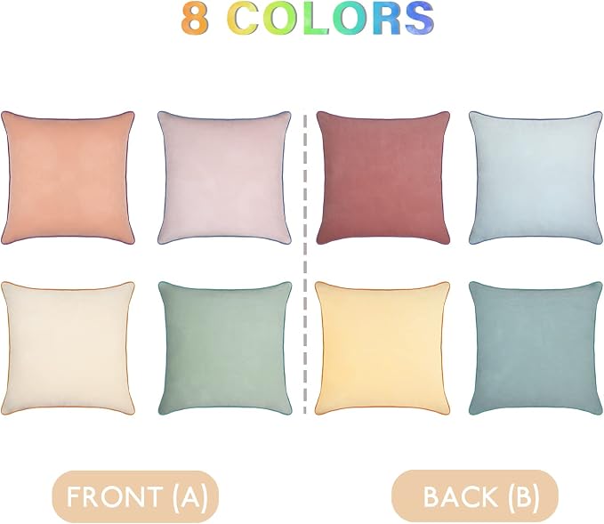 Throw Pillow Covers 18x18 Set of 4 Soft Velvet Couch Cushion Covers Modern 8-Colors Designs Pillowcases Decorative Cushion Cases for Sofa Bedroom Home Decor(Morandi Series)
