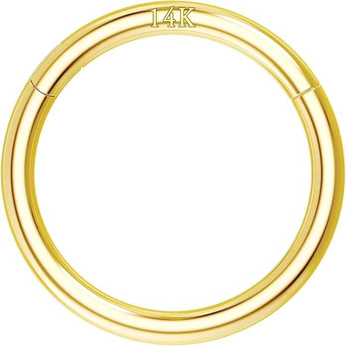 COCHARM 14K Solid Gold 18g/16g Nose Rings 16G Septum Rings Yellow Gold Tragus Helix Cartilage Conch Earring Hoops 18 Gauge Piercing Hoop