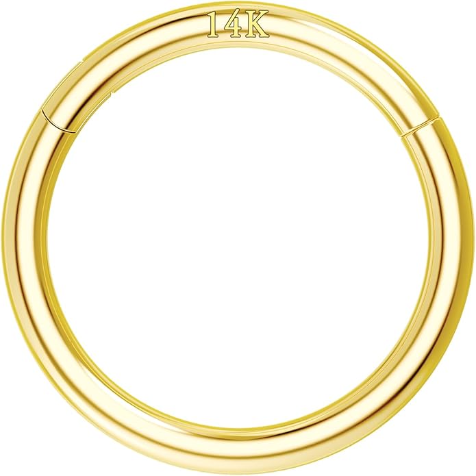 COCHARM 14K Solid Gold 18g/16g Nose Rings 16G Septum Rings Yellow Gold Tragus Helix Cartilage Conch Earring Hoops 18 Gauge Piercing Hoop