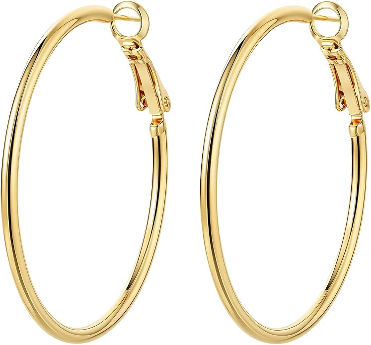 14K Gold Hoop Earrings for Women Large Chunky Hoop Earrings for Women Elegant Big Gold Hoops Jewelry