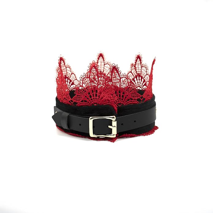 SMspade Leather Choker Collar Black Lace Chokers Set for Men Women Girls
