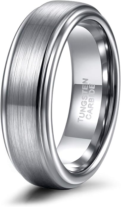TRUMIUM 4mm 6mm 8mm Tungsten Rings for Men Women Silver Blue Rose Gold Plated Black Tungsten Wedding Band Matte Brushed Finish Comfort Fit Size 4-15