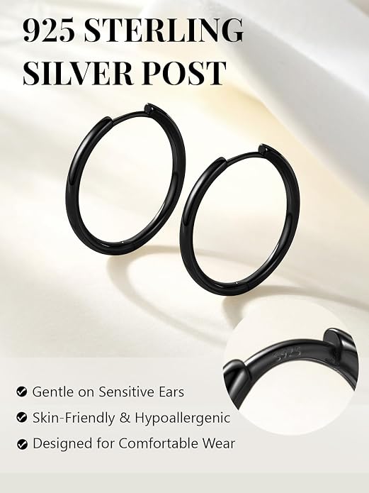 Silvora 14K Gold Plated Huggie Hoop Earrings for Women, Small Sterling Silver Hoops, Hypoallergenic Cartilage Earrings for Sensitive Ears 8/10/12/14/16/18/20MM