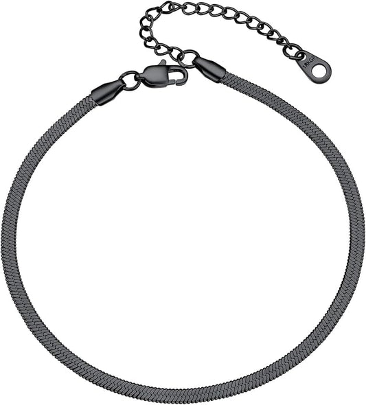 GoldChic Adjustbale Link Chain Anklet for Women Summer Jewelry, 316L Stainless Steel Figaro/Wheat/Twist Rope/Cuban Foot Bracelet-Waterproof, Resizable 9"-12" (Gift Box Included)