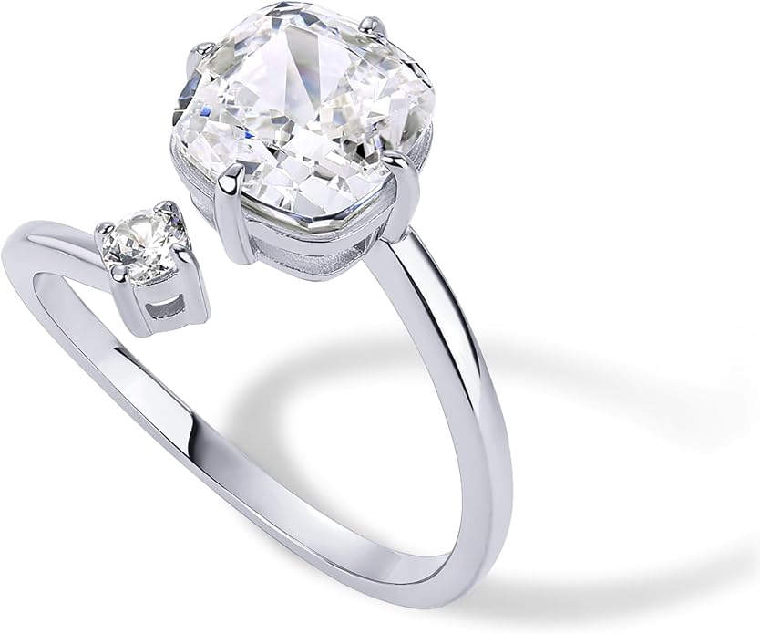 PAVOI 14K Yellow Plated Toi Et Moi 3CT Cushion Cut Cubic Zirconia Stone Wraparound Engagement Promise Ring for Women - Statement Ring