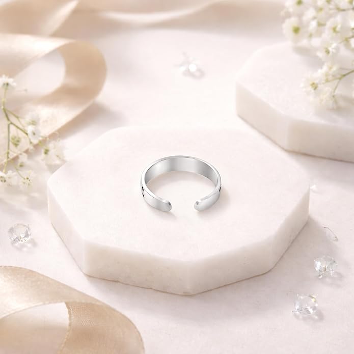 AeraVida .925 Sterling Silver Adjustable Toe Ring or Pinky Ring 5mm Wide Open Band, Stackable Minimalist Summer Foot Jewelry | Sun Moon Star Turtle Butterfly Leaf Olive Branch Ocean Wave Yin Yang Design