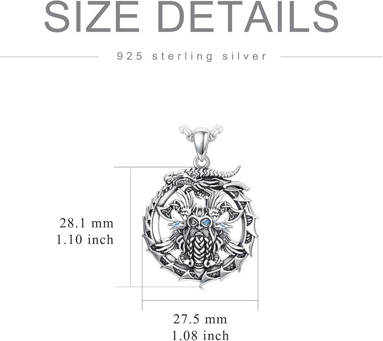 PELOVNY Odin Necklace 925 Sterling Silver Viking Pendant Norse God Jewelry for Anniversary Birthday Christmas Gifts Men Women