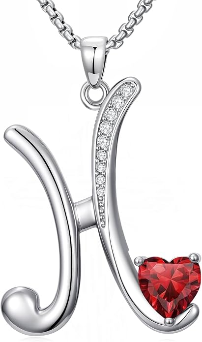 Birthday Gifts for Women Alphabet A to Z Initial Birthstone Pendant Necklaces for Women - 18k White Gold Plated Personalized Name Jewelry Anniversary Graduation Gifts for Wife Her Daughter Girlfriend(with Gift Box)