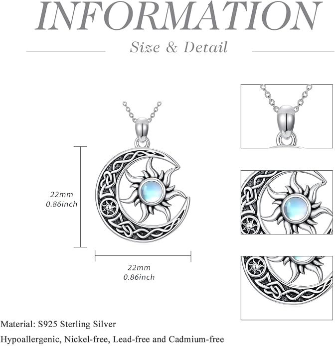 Cross/Pentagram/Tree of Life/Celtic Trinity/Anchor/Thor's Hammer/Sun/Eye of Horus Necklace Moon Pendant Mothers Day Gifts for Women