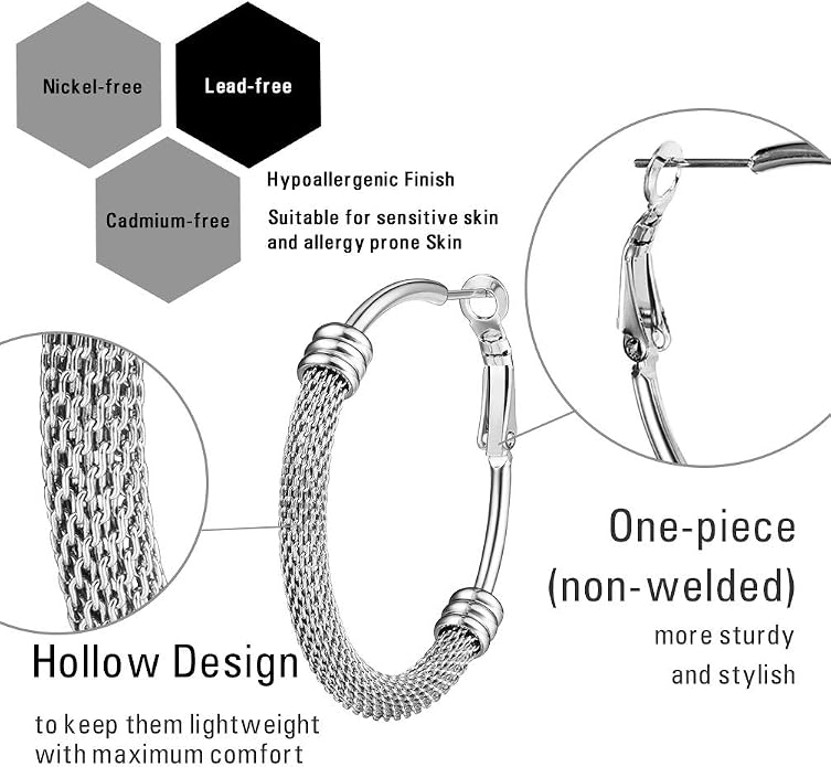 PROSTEEL 30/40/60/80/100mm Chunky Hoop Earrings For Women Gold Plated/Black Stainless Steel Hoops Earrings Statement Jewelry