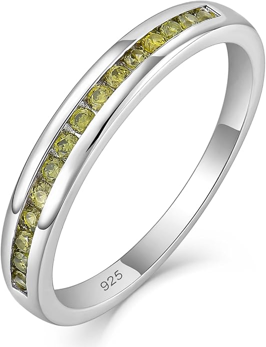 YL Stackable Rings 925 Sterling Silver Halo Birthstone Eternity Bands Jewelry for Women