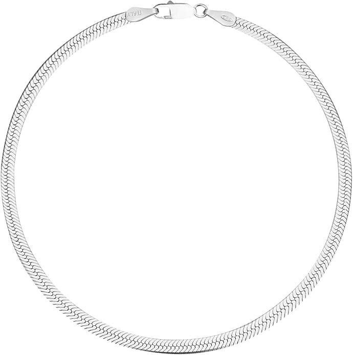 Savlano 925 Sterling Silver Solid Italian Figaro, Rope,Herringbone, Curb, Ball Bead, Snake, Mariner Chain Anklet for Women, Comes in 0.8mm - 5mm With Gift Box