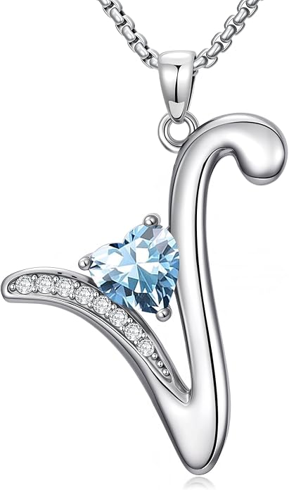 Birthday Gifts for Women Alphabet A to Z Initial Birthstone Pendant Necklaces for Women - 18k White Gold Plated Personalized Name Jewelry Anniversary Graduation Gifts for Wife Her Daughter Girlfriend(with Gift Box)