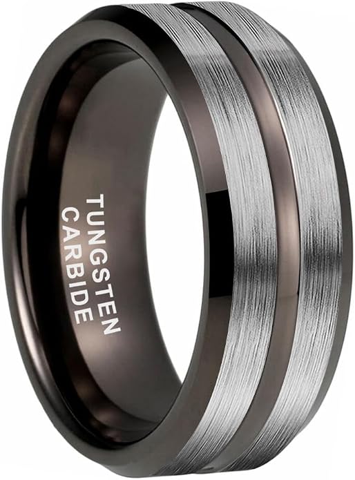 TUTISS 6mm 8mm Silver/Black/Blue/Gunmetal/Gold/Rose Gold Tungsten Rings for Men Women Fashion Engagement Wedding Bands Matte Finish Beveled Edges Comfort Fit