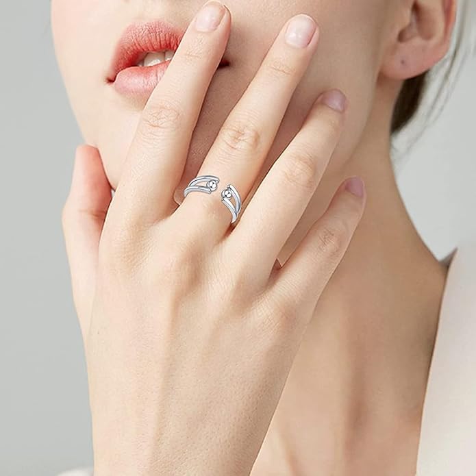 Fidget Rings for Anxiety, Womens Focus Spinner Ring, Discreet Boredom Relieving Ring Stacking Finger Promise Engagement Gift