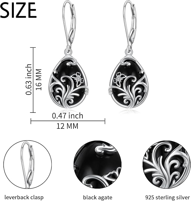 925 Sterling Silver Filigree Dangle Drop Earrings Daisy/Lotus/Rose Flower/Moonstone Leverback Teardrop Earrings for Women Infinity Celtic Knot Daisy Lotus Jewelry for Mothers Day