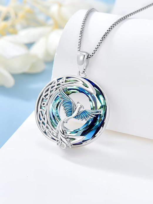 TOUPOP Phoenix Necklace 925 Sterling Silver Crystal Pendant Phoenix Rising Jewelry Women Birthday Mothers Day Gifts for Women