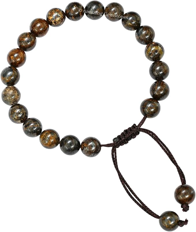 Amazing Gemstone Bronzite Bracelet for Women Men's Gifts - Protection Healing Crystal Bracelet - 8mm Gemstone Beaded Adjustable Bracelet Pulseras para Hombres Mujer Stocking Stuffers