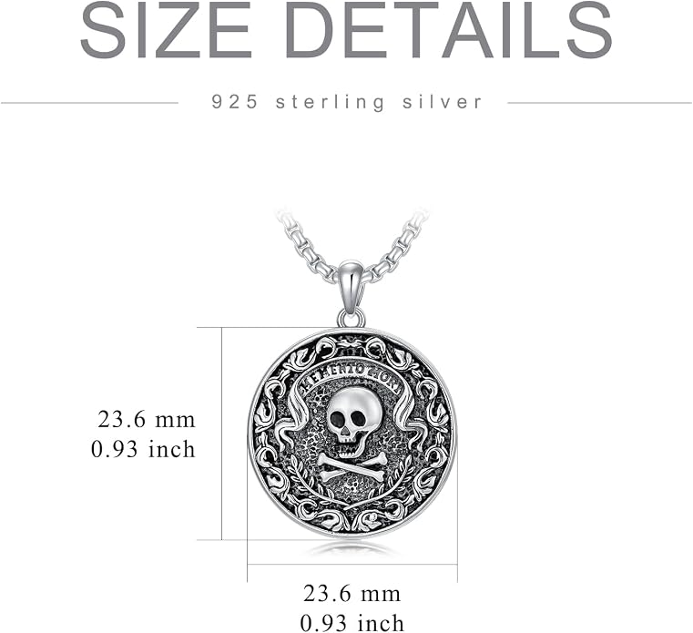 Skull/Skeleton Memento Mori Necklace 925 Sterling Silver Skull/Skeleton Pendant Hourglass Necklace Skull/Skeleton Jewelry for Men Women