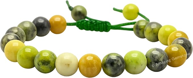 Amazing Gemstone Chrysoprase Bracelet, Gifts for Men & Women - Protection Healing Crystal Bracelet - 8mm Gemstone Beaded Adjustable Bracelet, Pulseras para Hombres Mujer Stocking Stuffers
