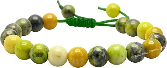 Amazing Gemstone Chrysoprase Bracelet, Gifts for Men & Women - Protection Healing Crystal Bracelet - 8mm Gemstone Beaded Adjustable Bracelet, Pulseras para Hombres Mujer Stocking Stuffers