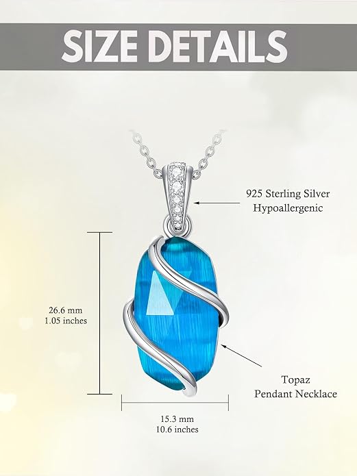 HPQQ Necklace for Women 925 Sterling Silver Dainty Gemstone Pendant Fine Jewelry Birthday Mothers Day Gifts for Mom Wife Her