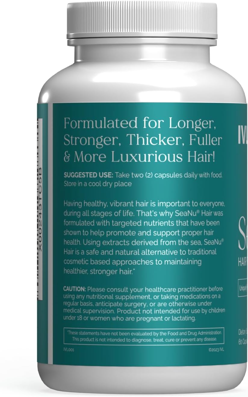 IVL - SeaNu Hair Vitamins Supplements - Hair Strength, Strand Thickness, Hair Growth - with Biotin, Vitamin B3, Zinc, Saw Palmetto Berry Extract, Green Lipped Mussel - Vitamin Hair Growth (1 Pack)