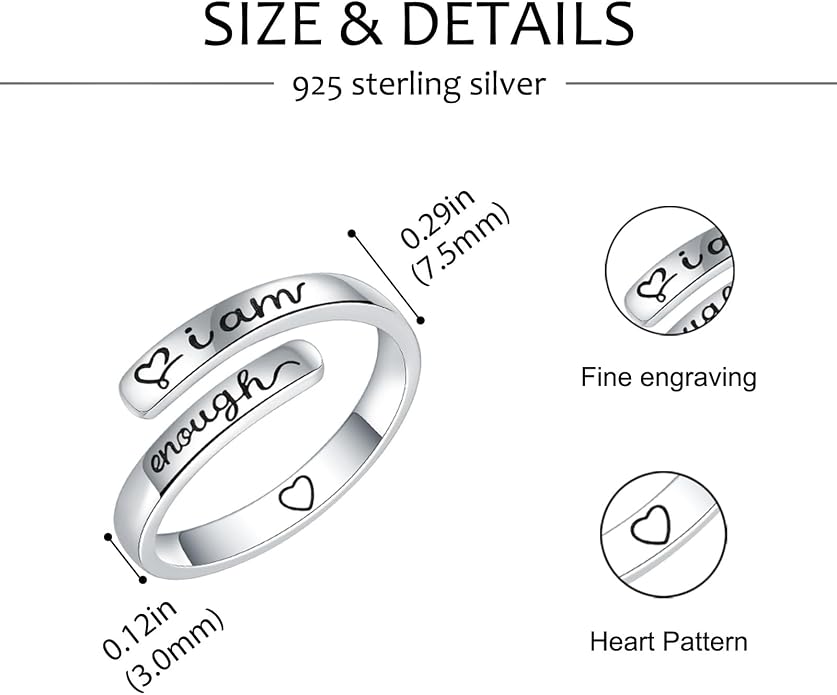 925 Sterling Silver Inspirational Rings for Women Hope Rings Encouragement Jewelry